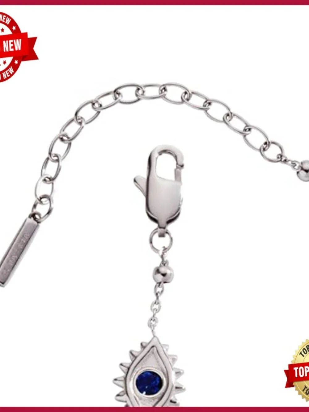 Evil Eye Link Bracelet Protective Stainless Silver Adjustable Chain